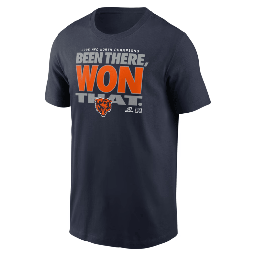 Chicago Bears 2025 NFC North Division Champions Locker Room Trophy Collection T-Shirt - College Navy