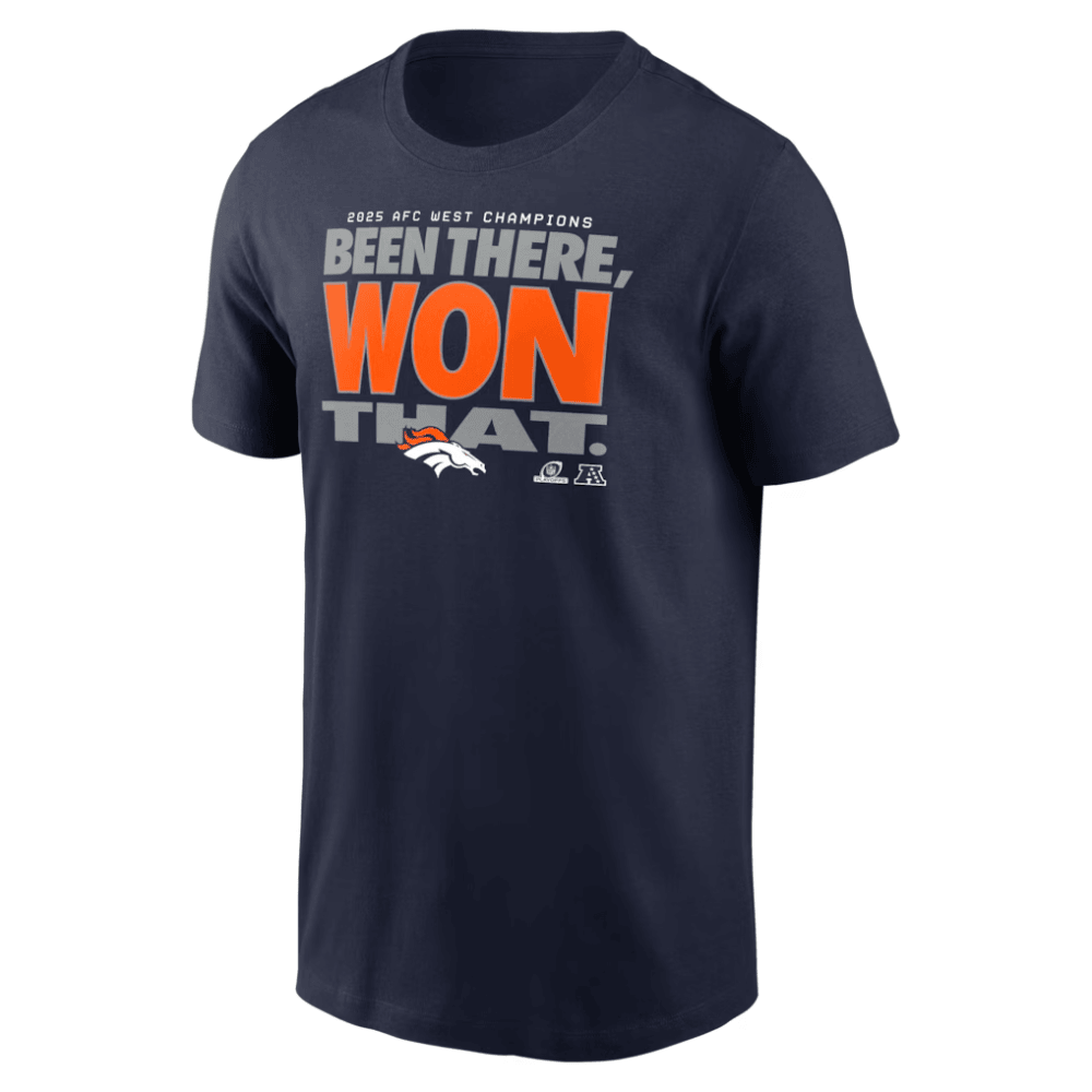 Denver Broncos 2025 AFC West Division Champions Locker Room Trophy Collection T-Shirt - College Navy
