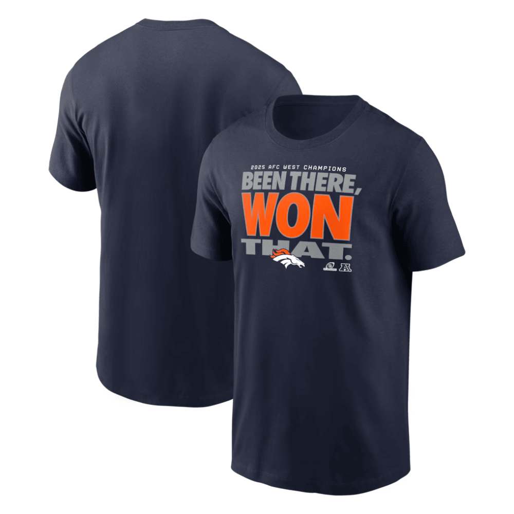Denver Broncos 2025 AFC West Division Champions Locker Room Trophy Collection T-Shirt - College Navy