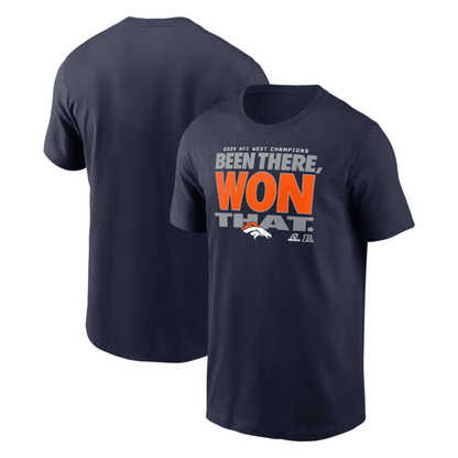 Denver Broncos 2025 AFC West Division Champions Locker Room Trophy Collection T-Shirt - College Navy