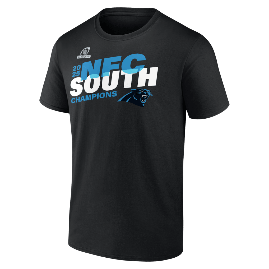Carolina Panthers 2025 NFC South Division Champions Conquer T-Shirt - Black