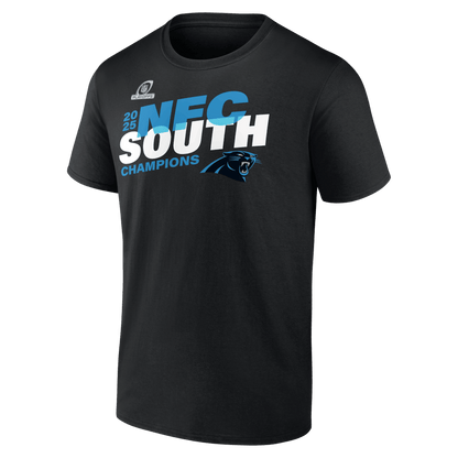 Carolina Panthers 2025 NFC South Division Champions Conquer T-Shirt - Black