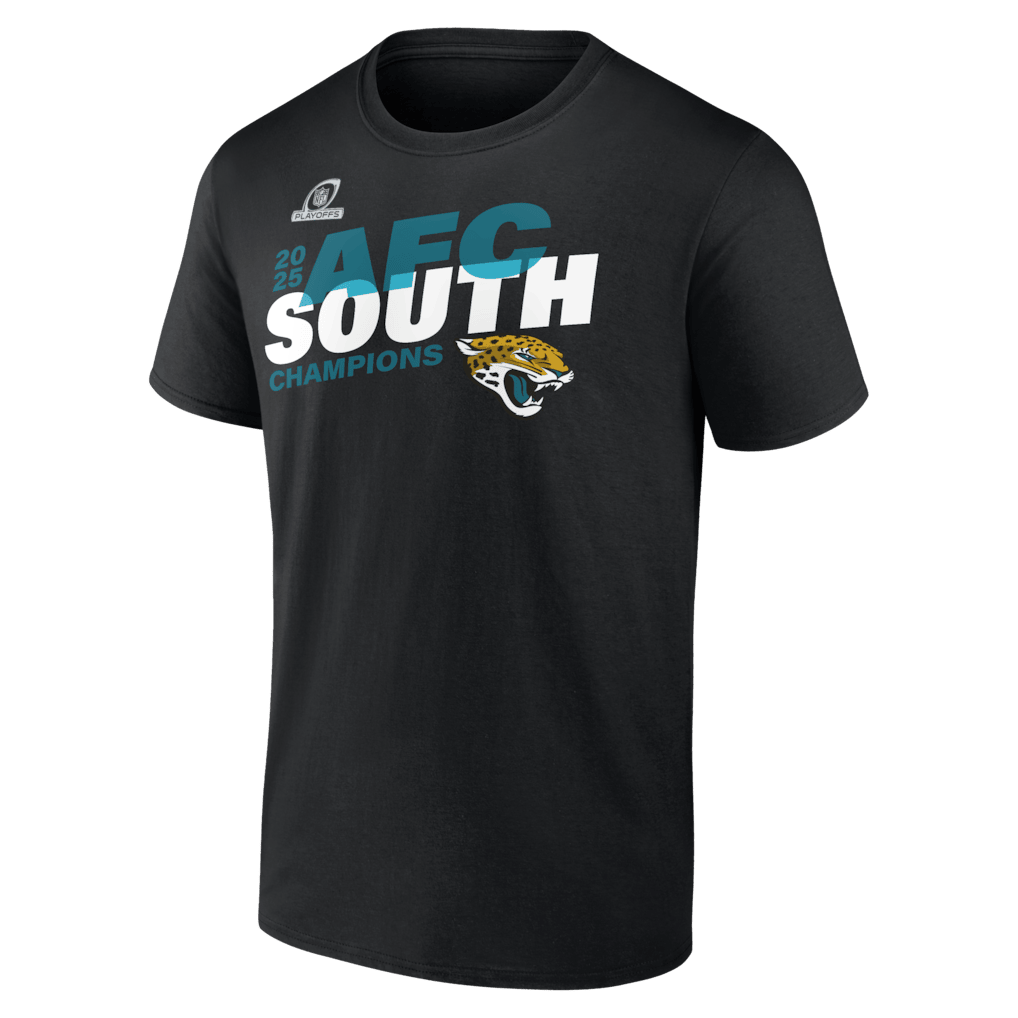 Jacksonville Jaguars 2025 AFC South Division Champions Conquer T-Shirt - Black