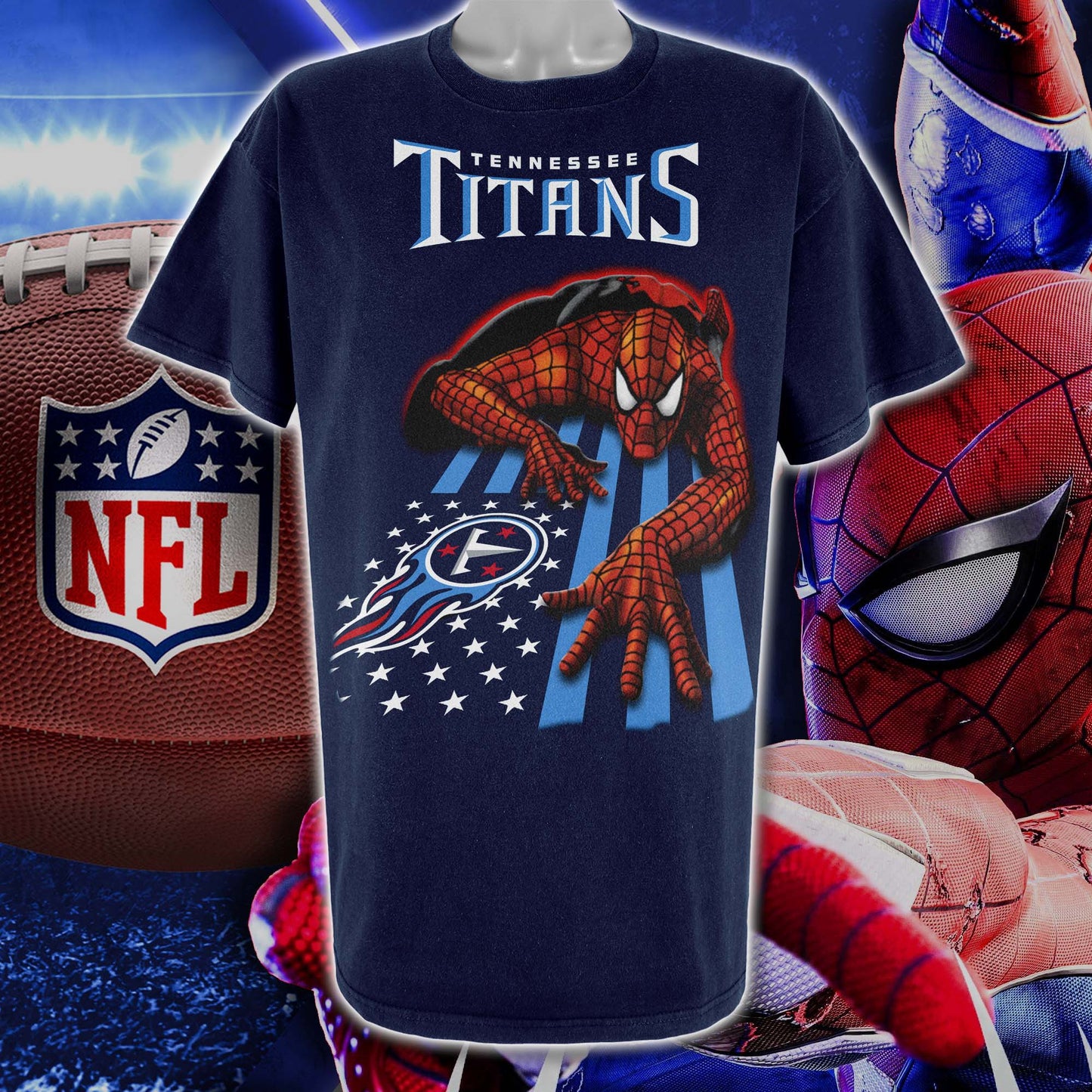 Tennessee Titans & Spiderman America Flag T-Shirt