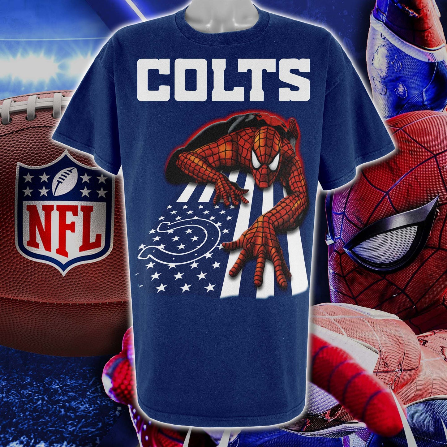Indianapolis Colts & Spiderman America Flag T-Shirt
