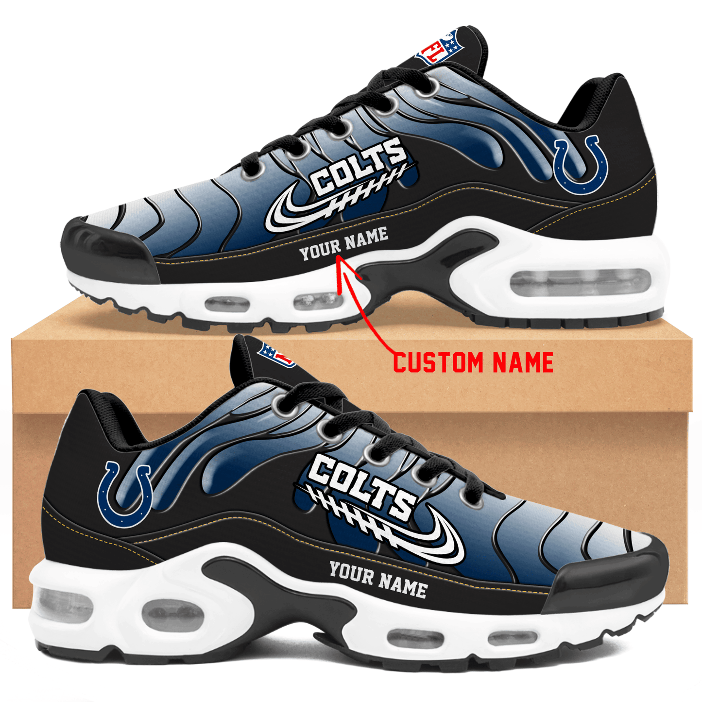 Indianapolis Colts Ombre Limited Edition Custom Name Air Max Shoes Sneakers For Men And Women
