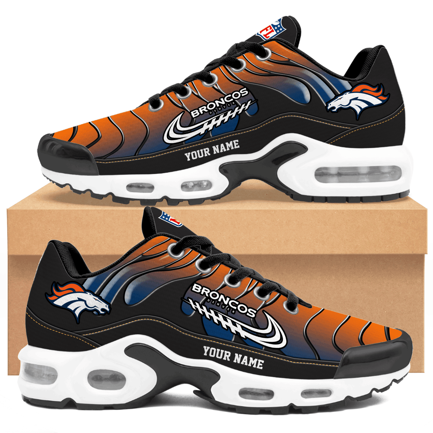 Denver Broncos Ombre Limited Edition Custom Name Air Max Shoes Sneakers For Men And Women