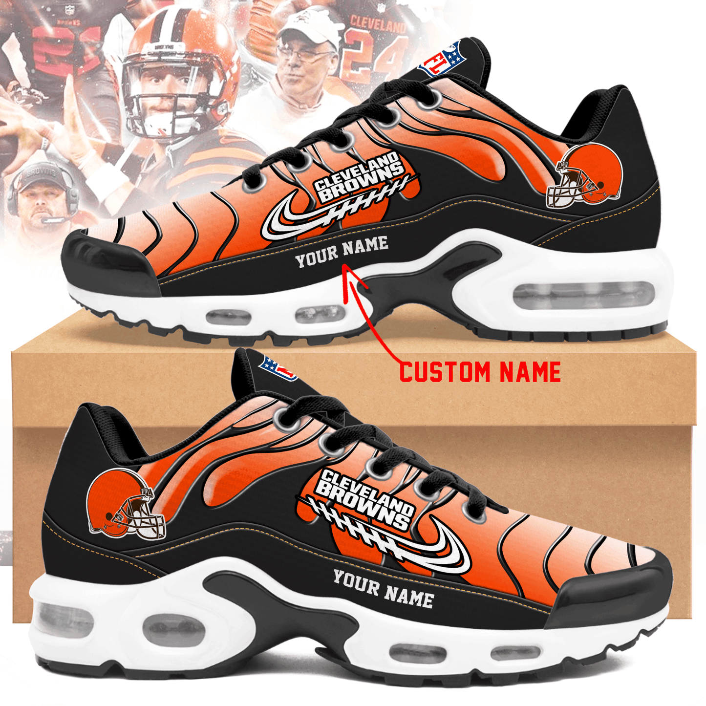 Cleveland Browns Ombre Limited Edition Custom Name Air Max Shoes Sneakers For Men And Women