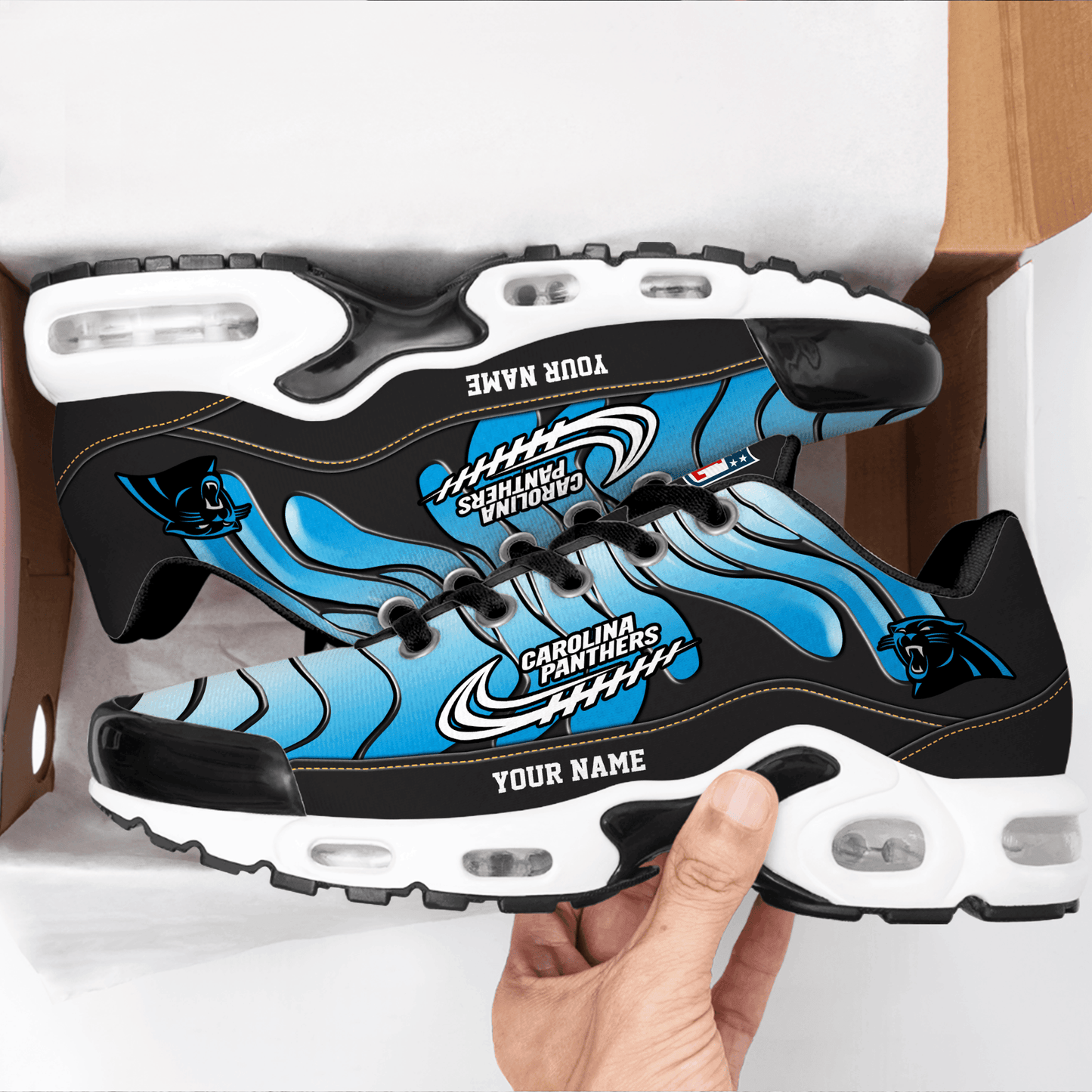 Carolina Panthers Ombre Limited Edition Custom Name Air Max Shoes Sneakers For Men And Women