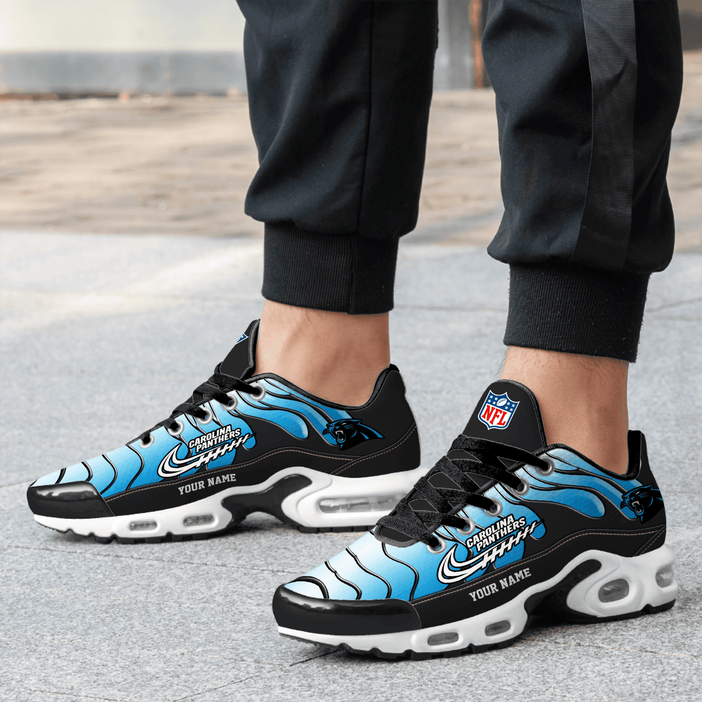 Carolina Panthers Ombre Limited Edition Custom Name Air Max Shoes Sneakers For Men And Women