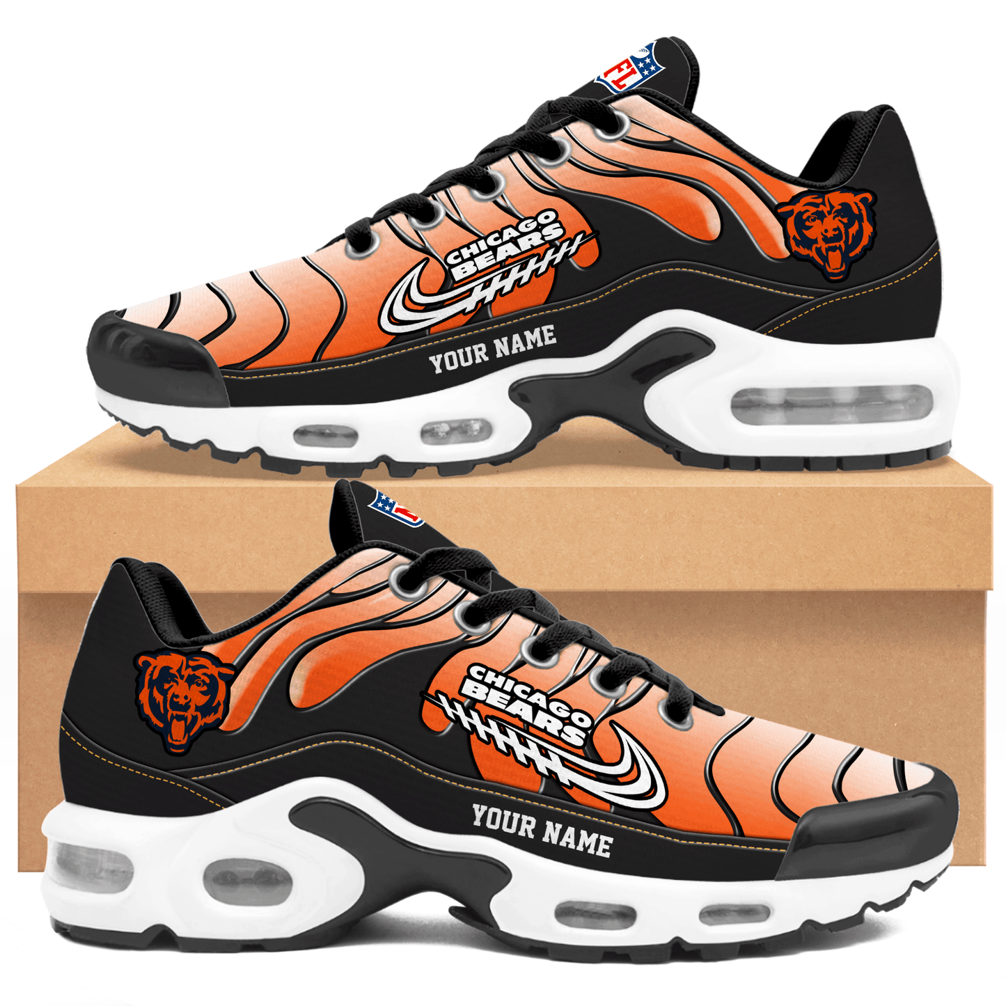 Chicago Bears Ombre Limited Edition Custom Name Air Max Shoes Sneakers For Men And Women