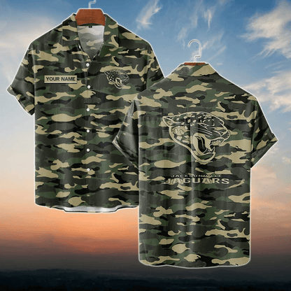 Jacksonville Jaguars NFL Dark Camo Custom Name Hawaiian Shirt