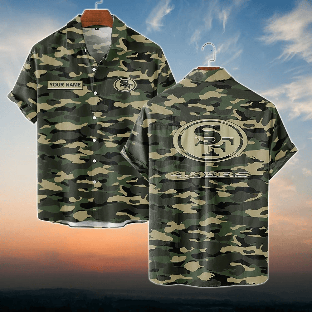 San Francisco 49ers NFL Dark Camo Custom Name Hawaiian Shirt