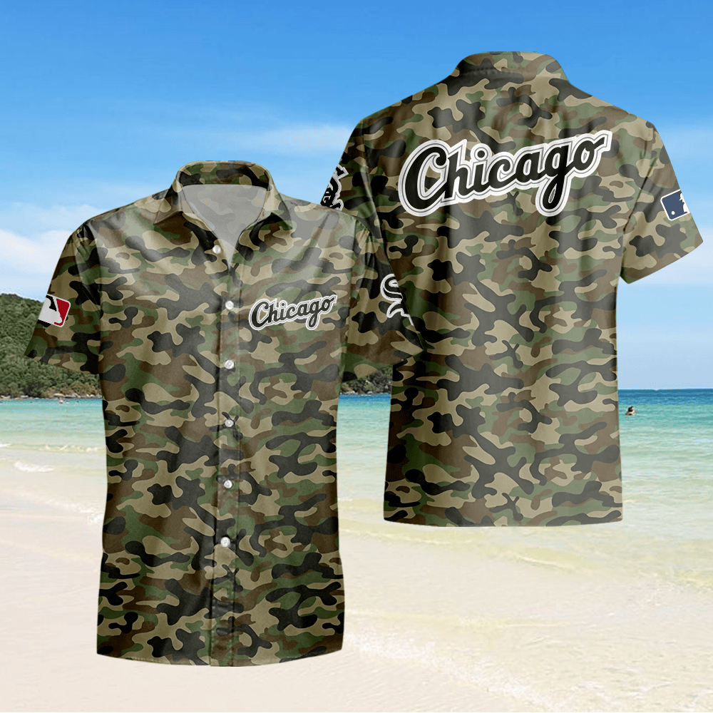 Chicago White Sox Camo Hawaiian Shirt - Green
