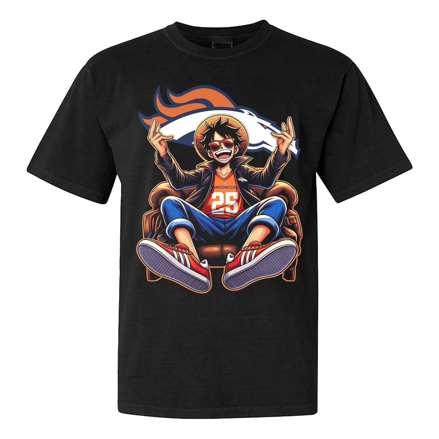 Denver Broncos Luffy T-shirt - Black