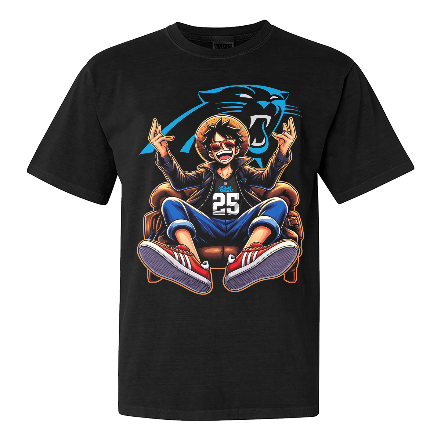Carolina Panthers Luffy T-shirt - Black