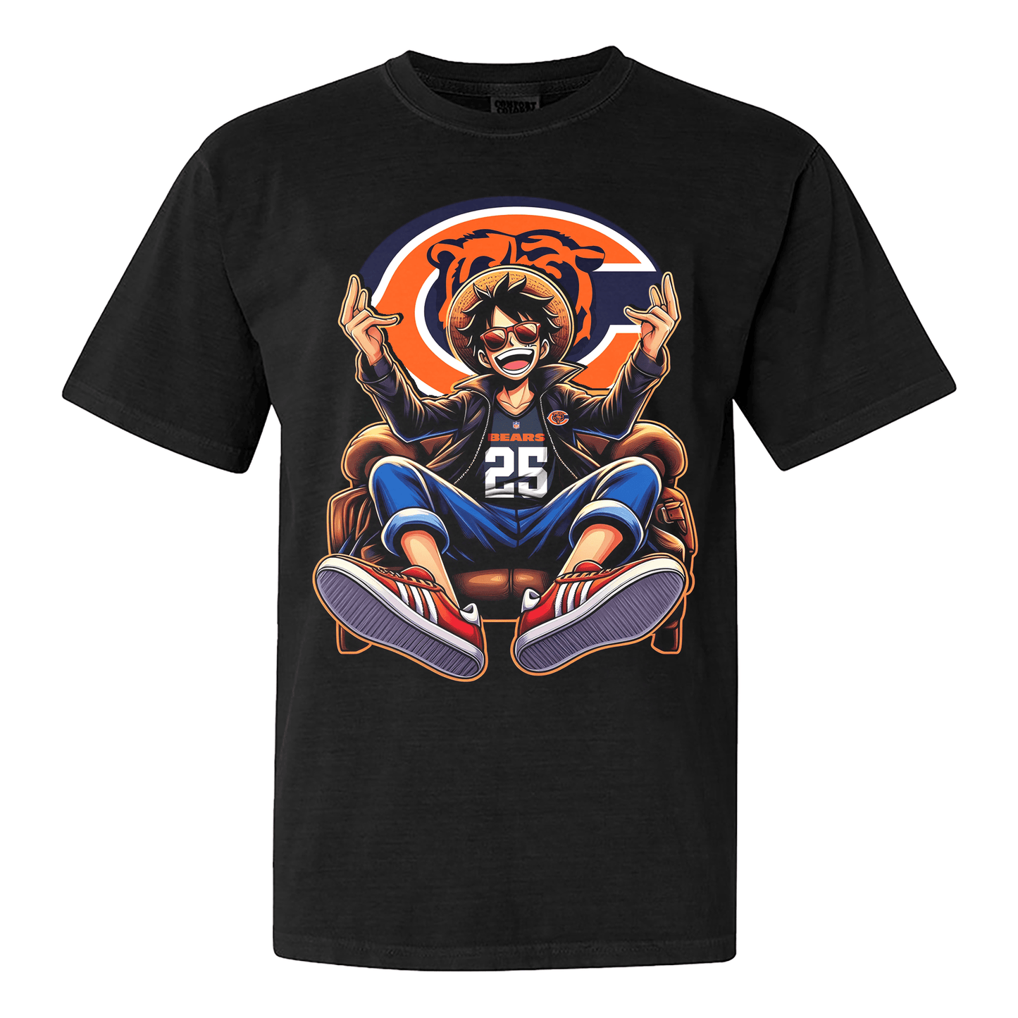 Chicago Bears Luffy T-shirt - Black