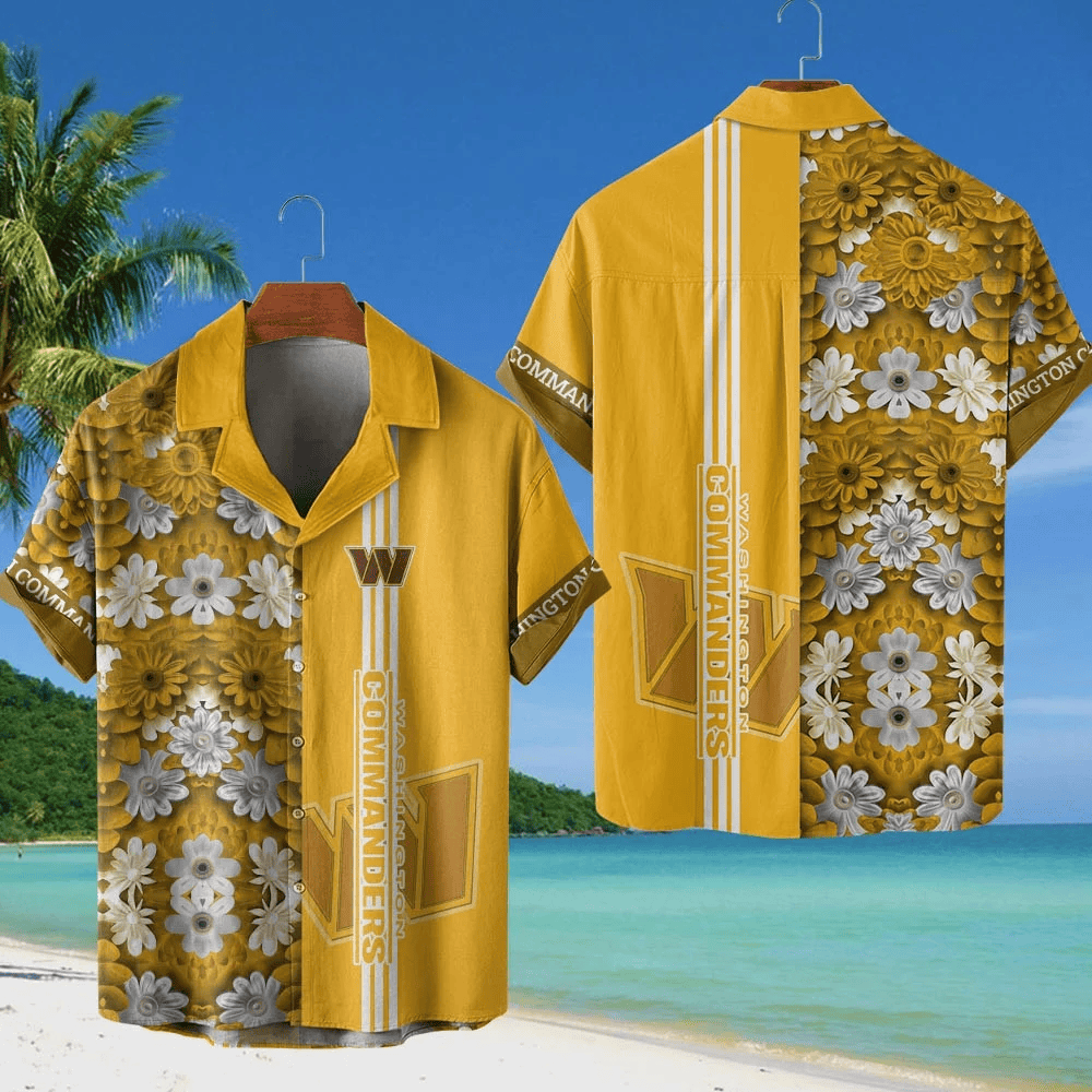 Washington Commanders NFL Flower Hawaiian Shirt - Yellow