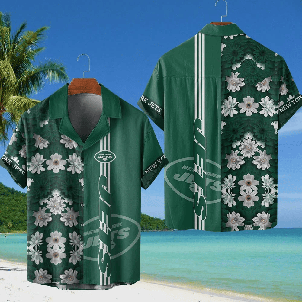 New York Jets NFL Flower Hawaiian Shirt - Green