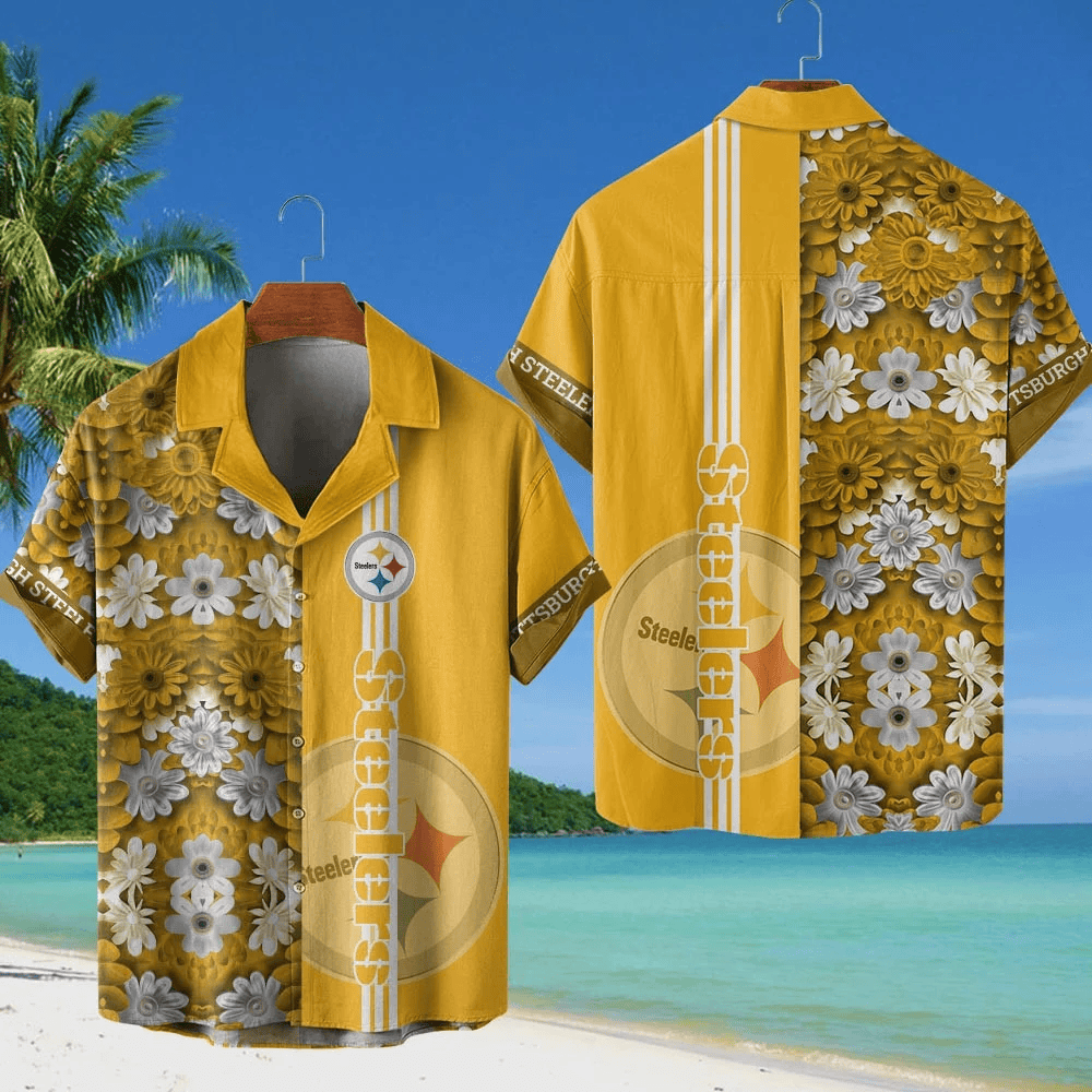 Pittsburgh Steelers NFL Flower Hawaiian Shirt - Yellow