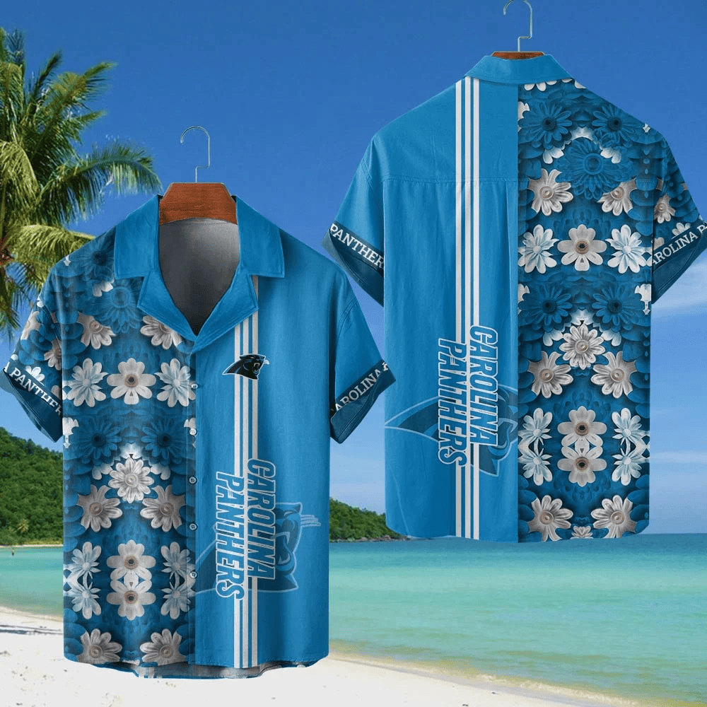Carolina Panthers NFL Flower Hawaiian Shirt - Sky Blue