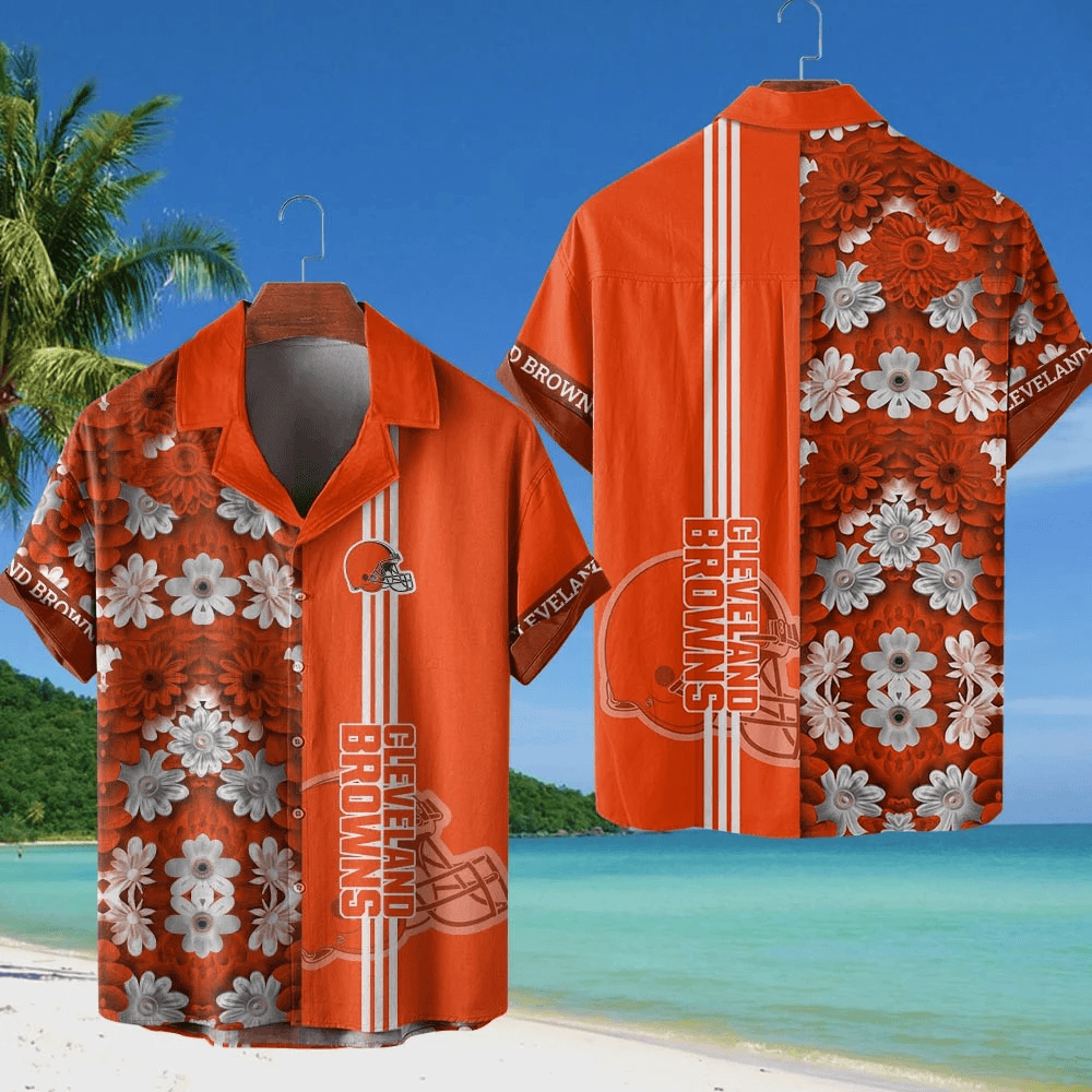 Cleveland Browns NFL Flower Hawaiian Shirt - Orange
