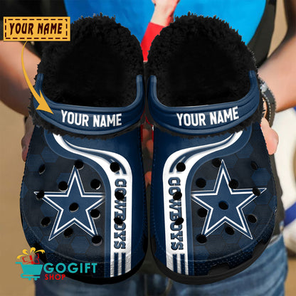 Dallas Cowboys Honeycomb Pattern Custom Name Fleece Crocs Clogs Shoes