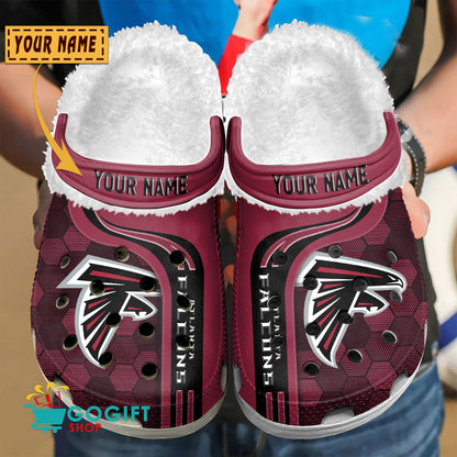 Atlanta Falcons Honeycomb Pattern Custom Name Fleece Crocs Clogs Shoes