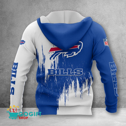 Buffalo Bills Custom Name Scratched Color 3D Printed Pullover Hoodie