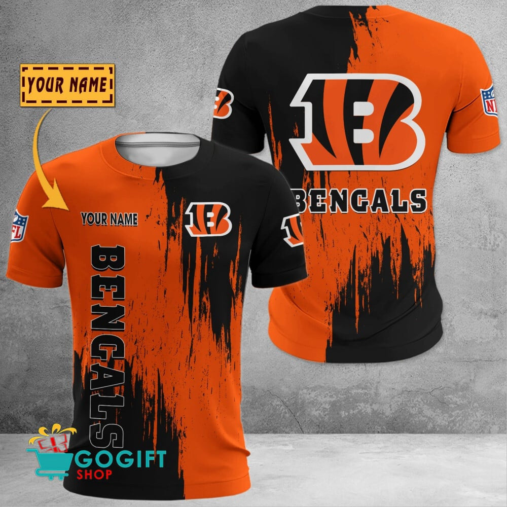 Cincinnati Bengals Custom Name Scratched Color All Over Printed T-shirt