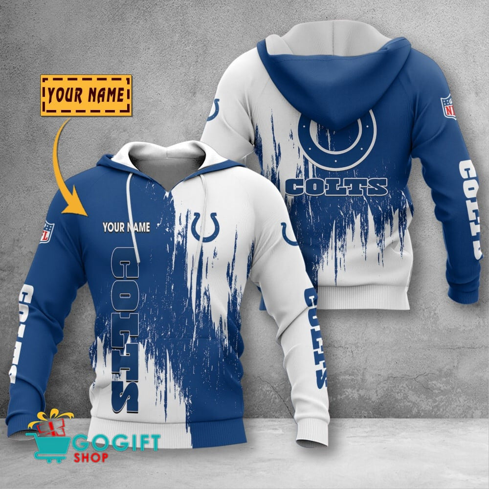 Indianapolis Colts Custom Name Scratched Color 3D Printed Pullover Hoodie