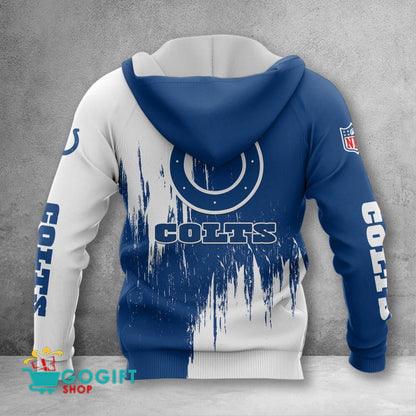 Indianapolis Colts Custom Name Scratched Color 3D Printed Zip Hoodie