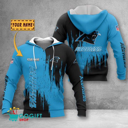 Carolina Panthers Custom Name Scratched Color 3D Printed Pullover Hoodie