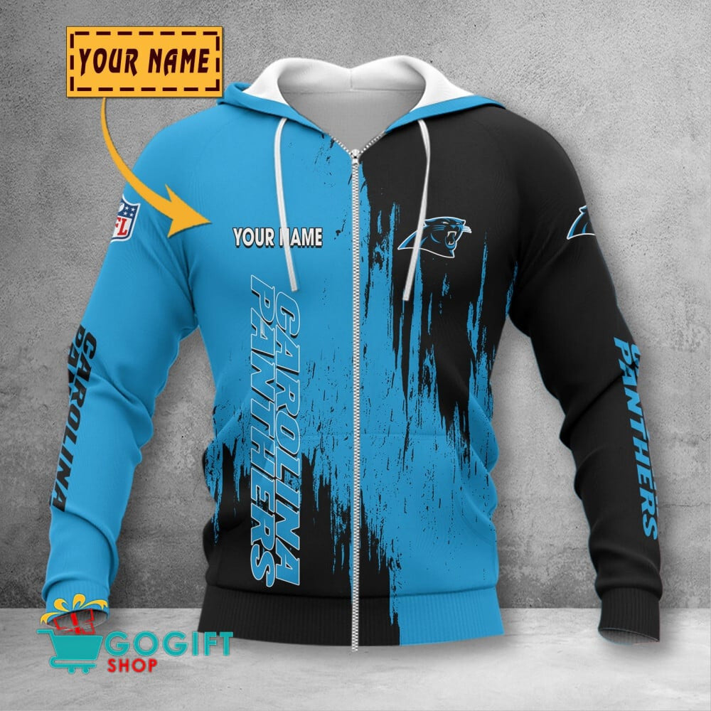 Carolina Panthers Custom Name Scratched Color 3D Printed Zip Hoodie