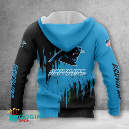Carolina Panthers Custom Name Scratched Color 3D Printed Zip Hoodie