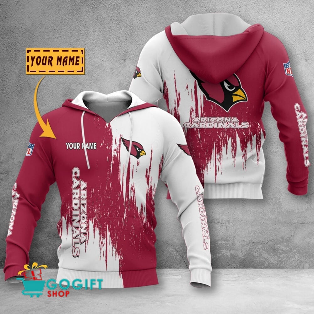 Arizona Cardinals Custom Name Scratched Color 3D Printed Pullover Hoodie