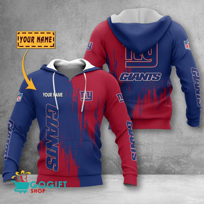 New York Giants Custom Name Scratched Color 3D Printed Pullover Hoodie