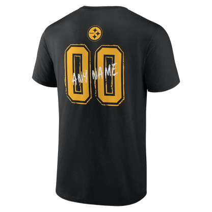 Pittsburgh Steelers Hustle Custom Name & Number T-Shirt - Black