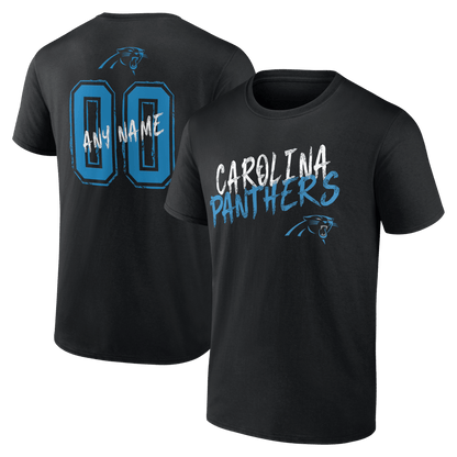 Carolina Panthers Hustle Custom Name & Number T-Shirt - Black