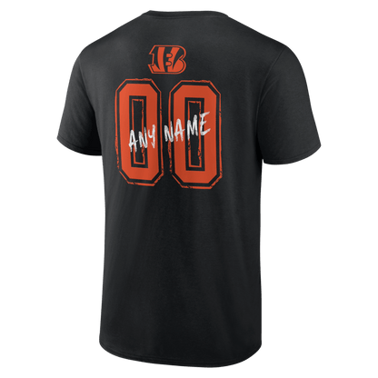 Cincinnati Bengals Hustle Custom Name & Number T-Shirt - Black