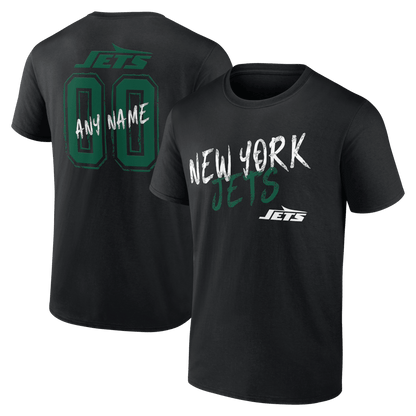 New York Jets Hustle Custom Name & Number T-Shirt - Black