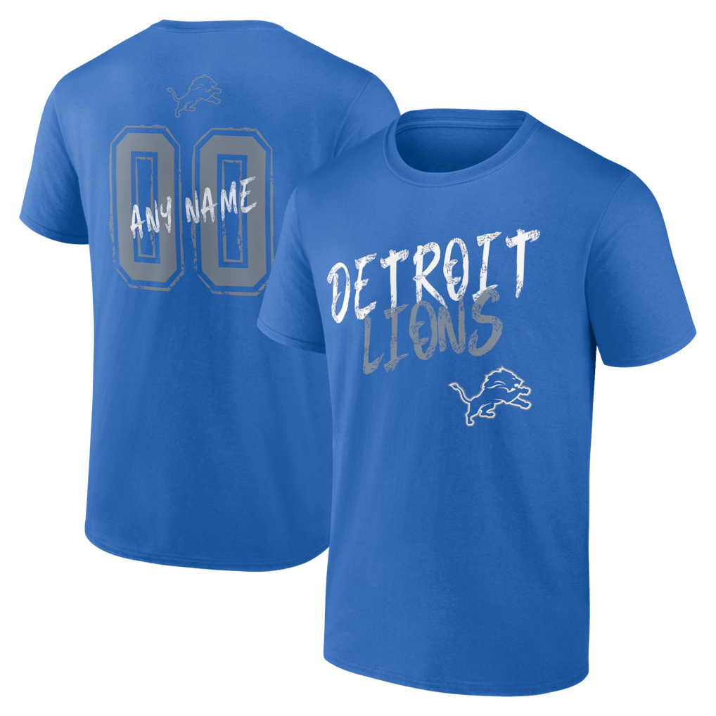 Detroit Lions Hustle Custom Name & Number T-Shirt - Blue