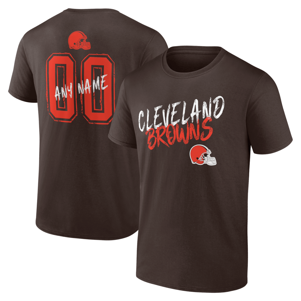 Cleveland Browns Hustle Custom Name & Number T-Shirt - Brown