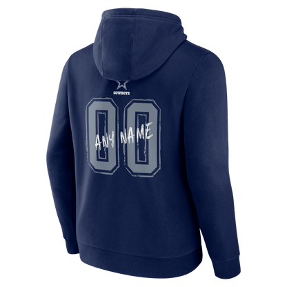 Dallas Cowboys Hustle Custom Name & Number Hoodie - Navy