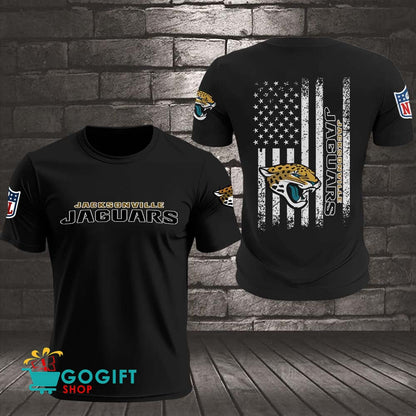 Jacksonville Jaguars US Flag Vintage Style All Over Printed T-shirt