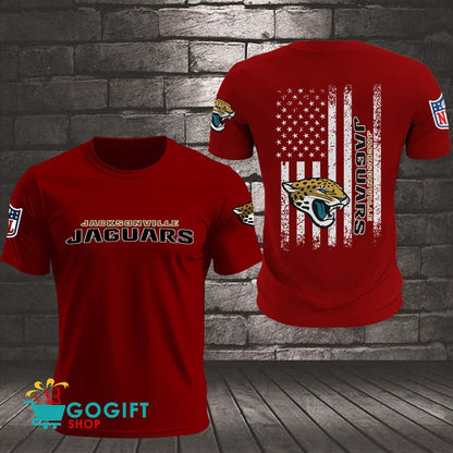 Jacksonville Jaguars US Flag Vintage Style All Over Printed T-shirt