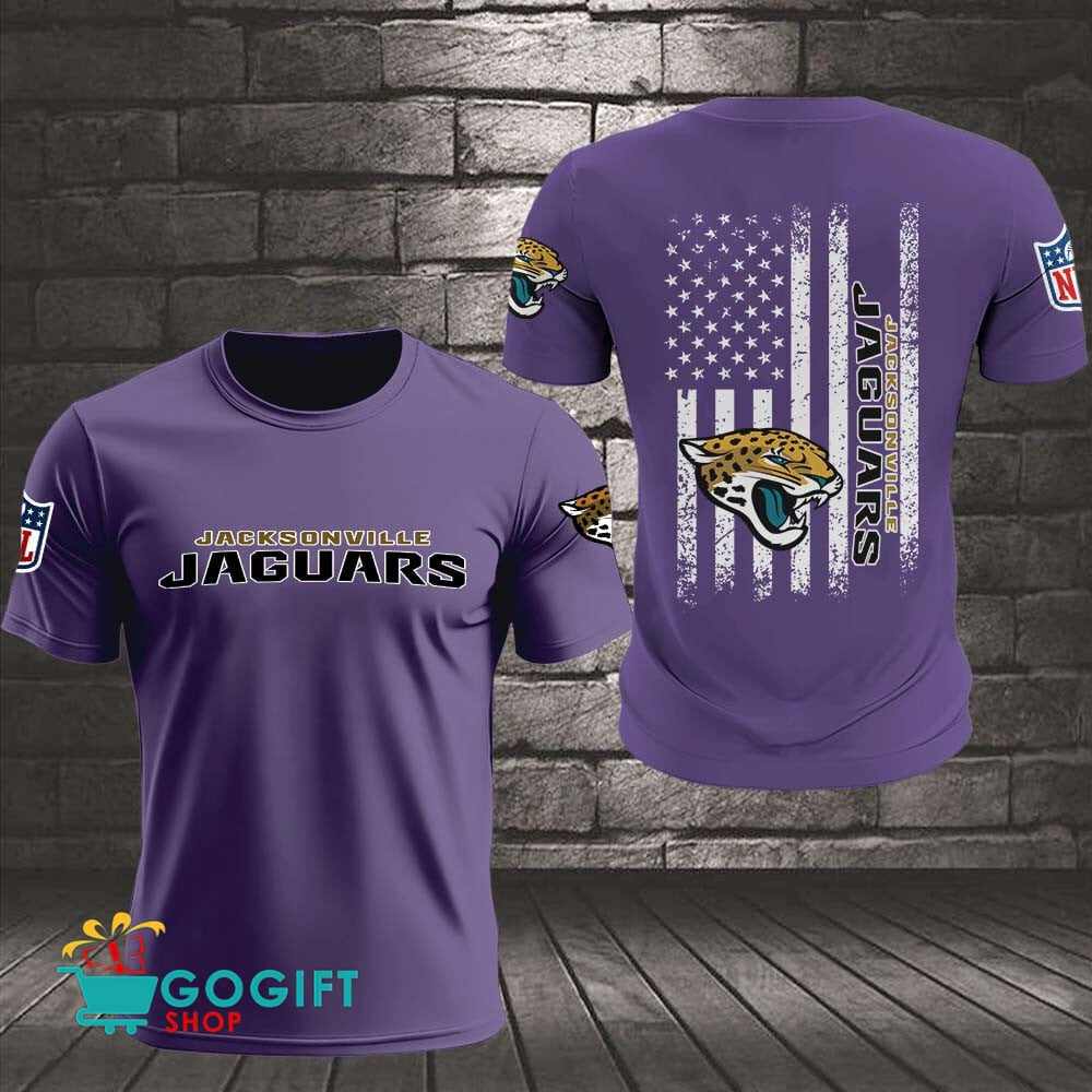 Jacksonville Jaguars US Flag Vintage Style All Over Printed T-shirt
