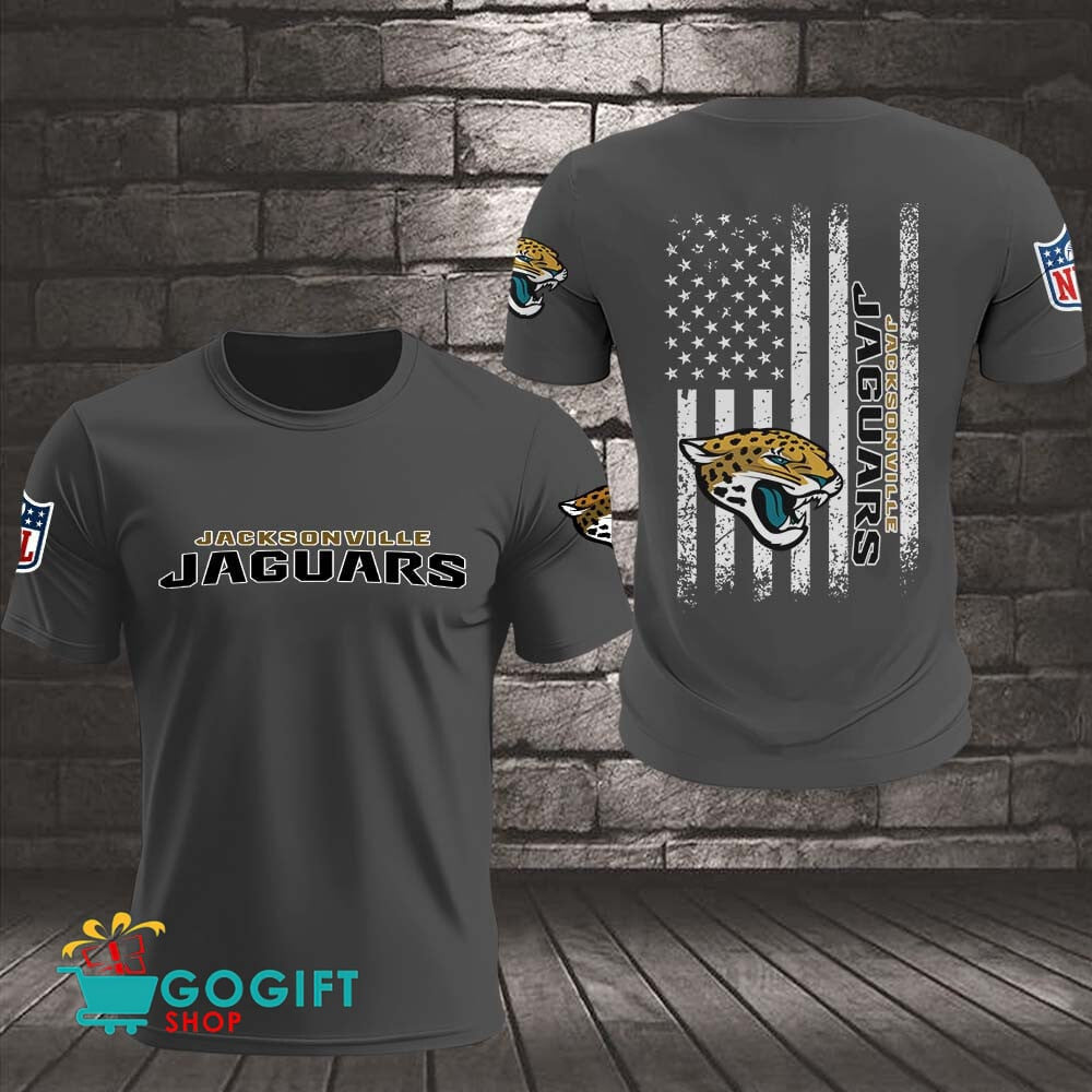 Jacksonville Jaguars US Flag Vintage Style All Over Printed T-shirt