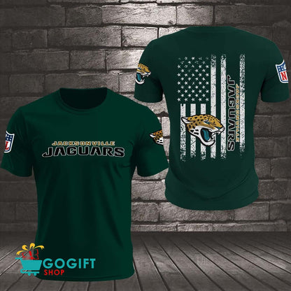 Jacksonville Jaguars US Flag Vintage Style All Over Printed T-shirt