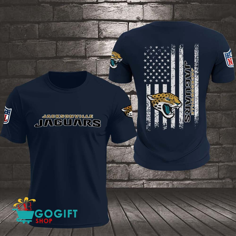 Jacksonville Jaguars US Flag Vintage Style All Over Printed T-shirt